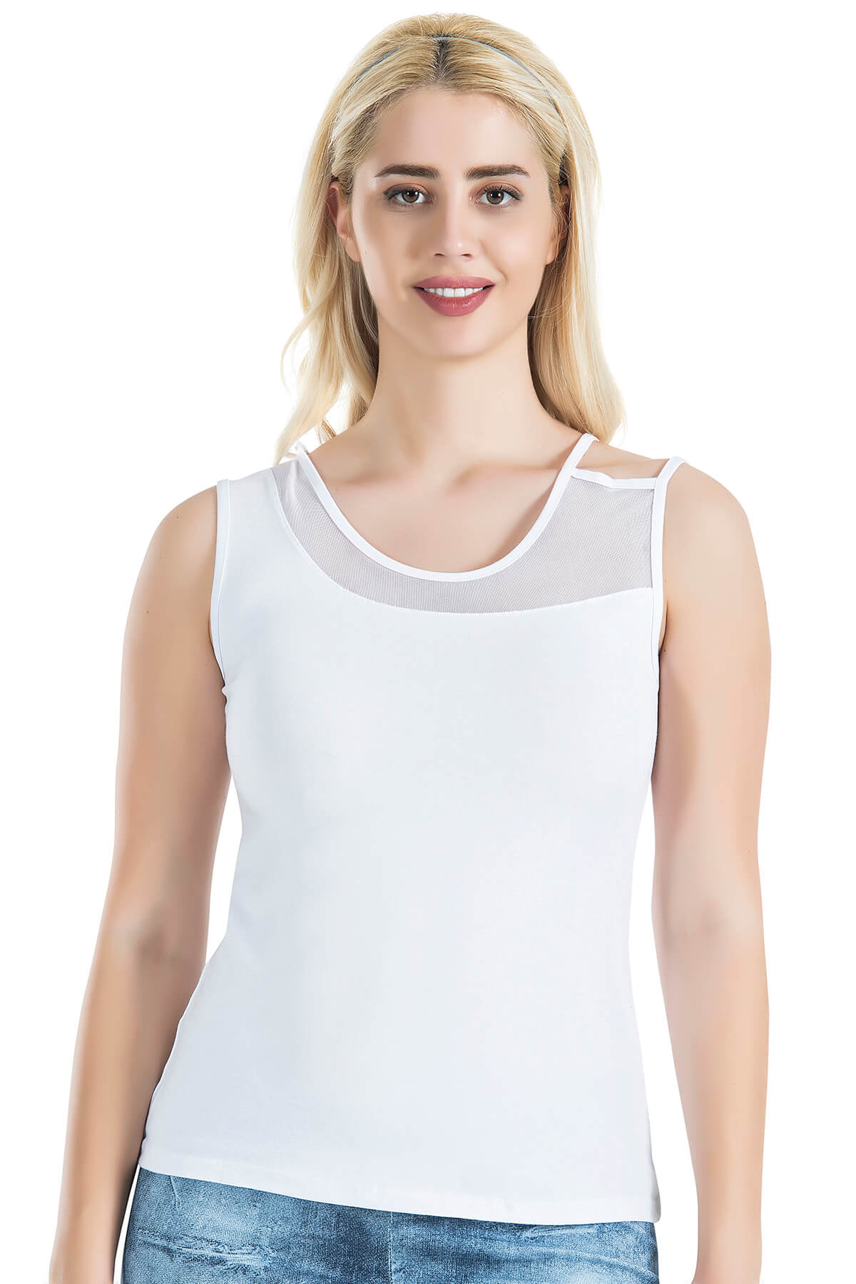 Derya Bullet Wide Transparent Strappy Women's Tank Top 180