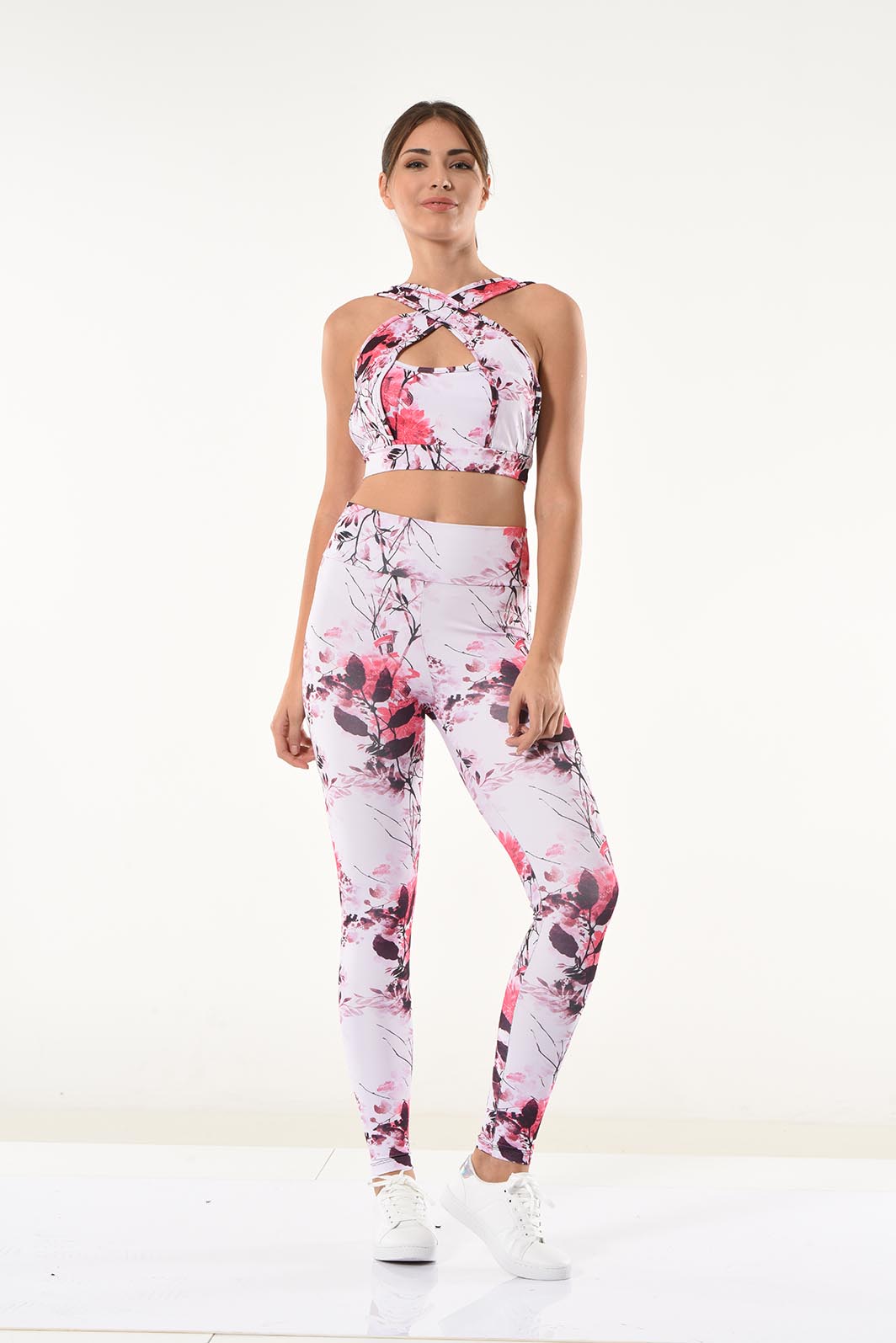 Derya Bullet Damen Bustier-Leggings-Set mit Blumenmuster 530