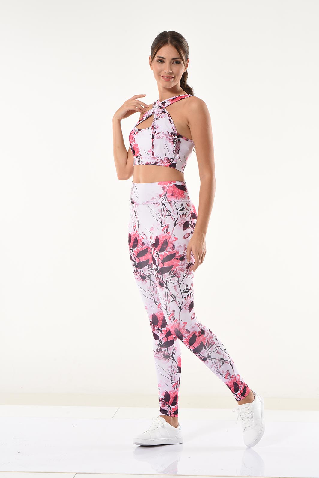 Derya Bullet Damen Bustier-Leggings-Set mit Blumenmuster 530