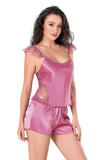 Dusty Rose Satin Babydoll Shorts Set