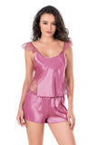 Dusty Rose Satin Babydoll Shorts Set
