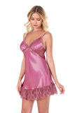 Dusty Rose Short Satin Nightgown