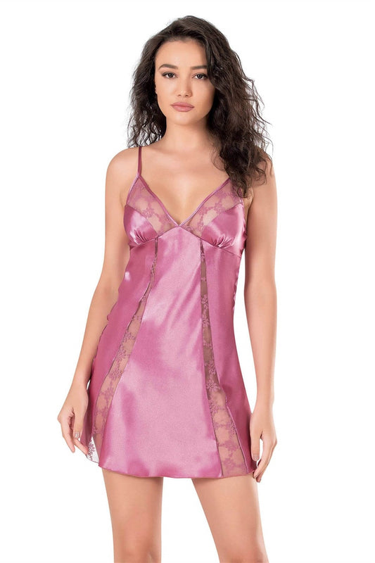 Dusty Rose Short Satin Nightgown