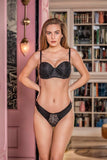 EMERY Strapless Lotus Bra and Slip Panty Set BLACK (Mgp31541)