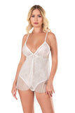 Ecrufarbenes Jacquard-Body-Nachthemd