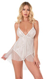 Ecrufarbenes Jacquard-Body-Nachthemd