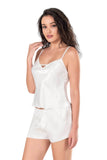 Ecru Satin Babydoll Shorts Set