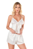 Ecru Satin Babydoll Shorts Set