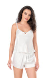 Ecru Satin Babydoll Shorts Set