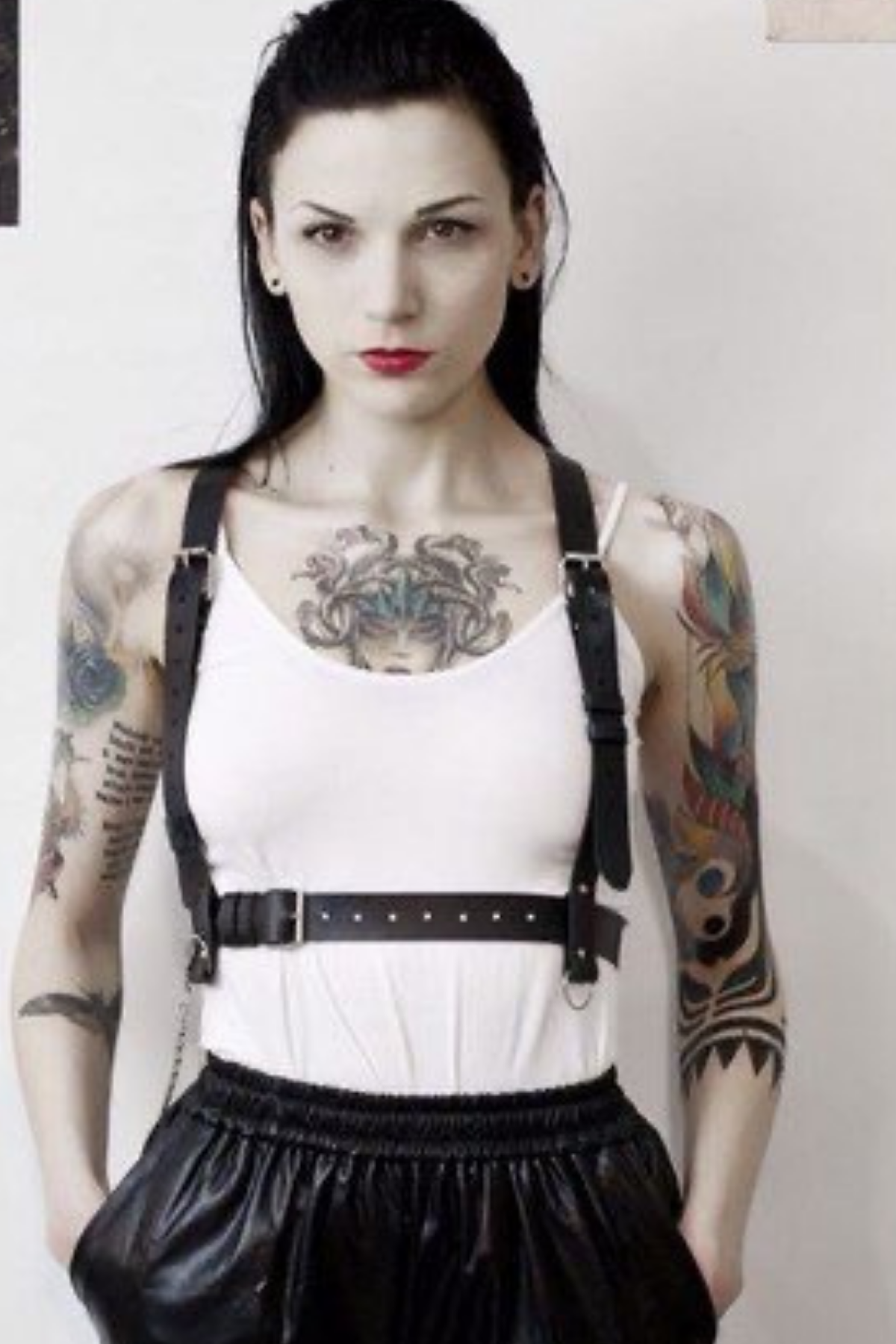 Elegant Single Belt Harness Faux Leather Belt with Bust Below Waist Tie on Dress 700999
