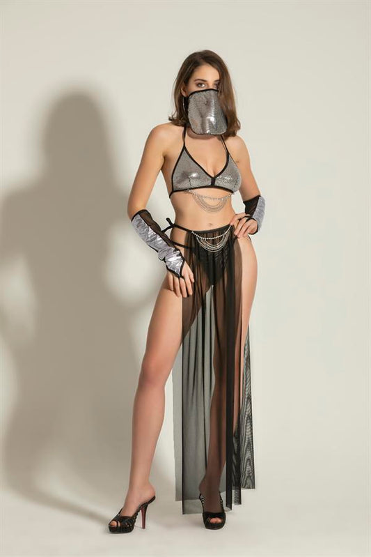 Fancy Dancer Costume Black/Silver (Mgp6456)