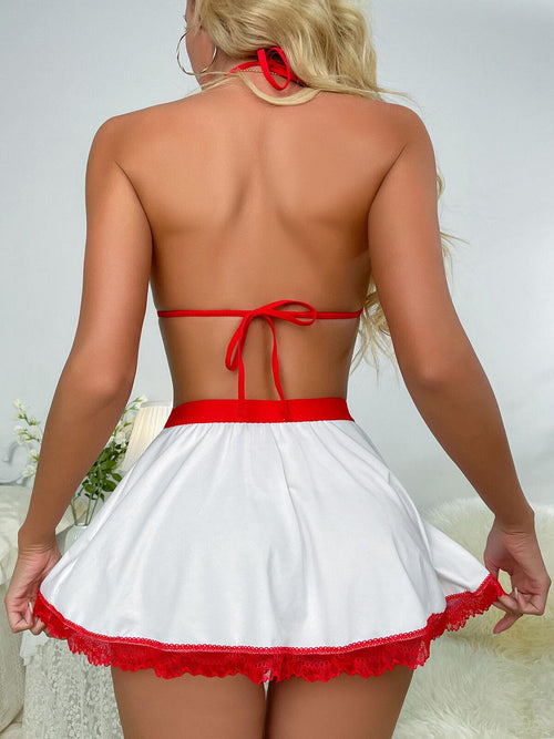Schickes rot-weißes Krankenschwester-Outfit 52033