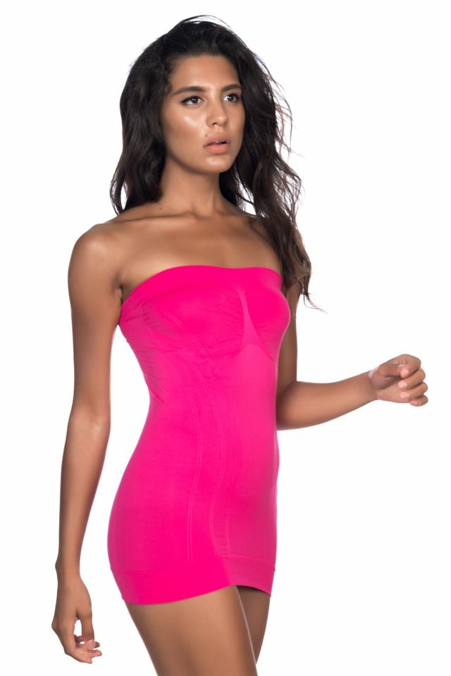 Trägerloses Tanktop „5005“ mit weichem Muster, Fuchsia