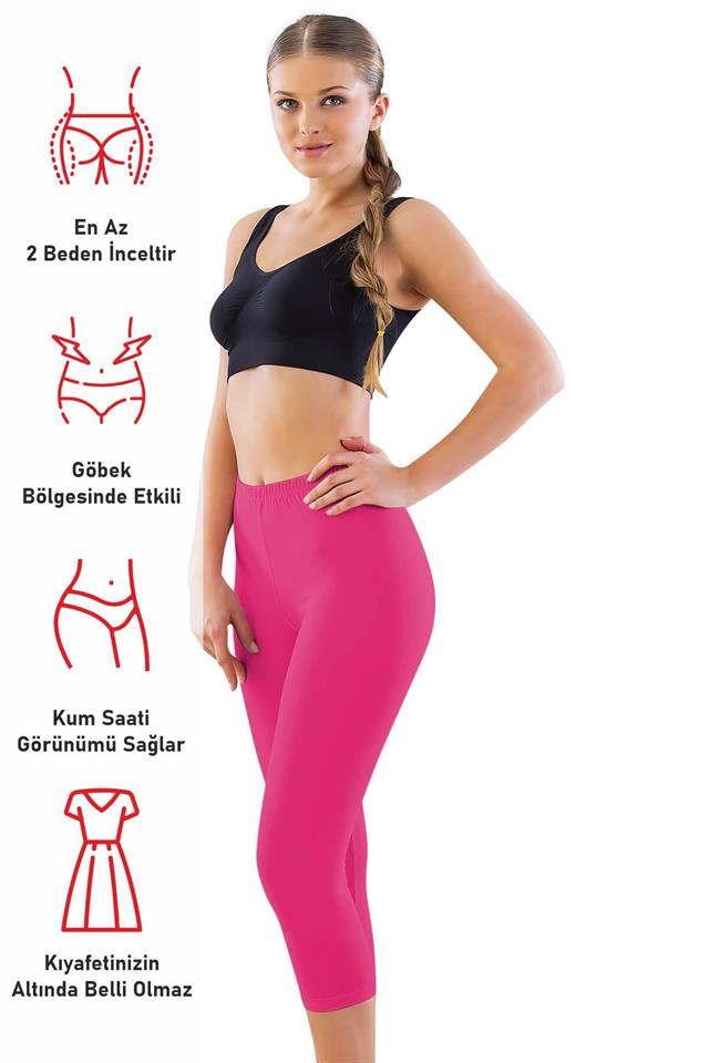 Einfarbige Capri-Leggings „Mi 7300“ in Fuchsie