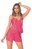 Fuchsia Satin Babydoll Shorts Set