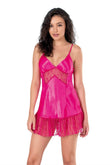 Fuchsia Short Satin Nightgown