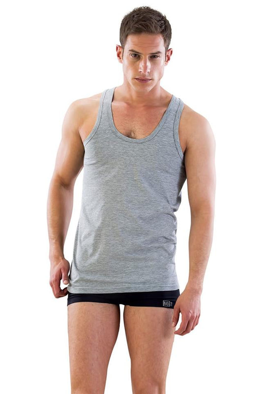 Grey  12210 R U Neck Strap Men's Tank Top Colored