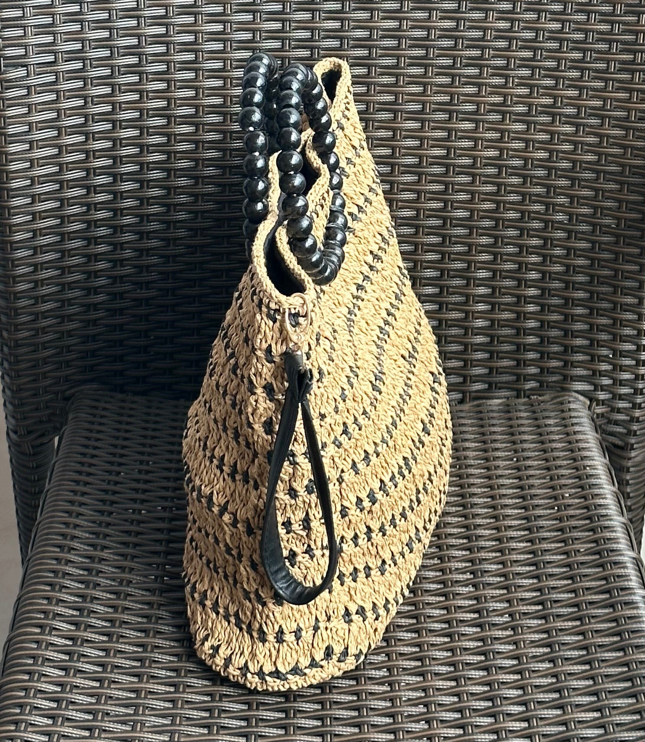 Handmade Paper Yarn Brown Hand Bag