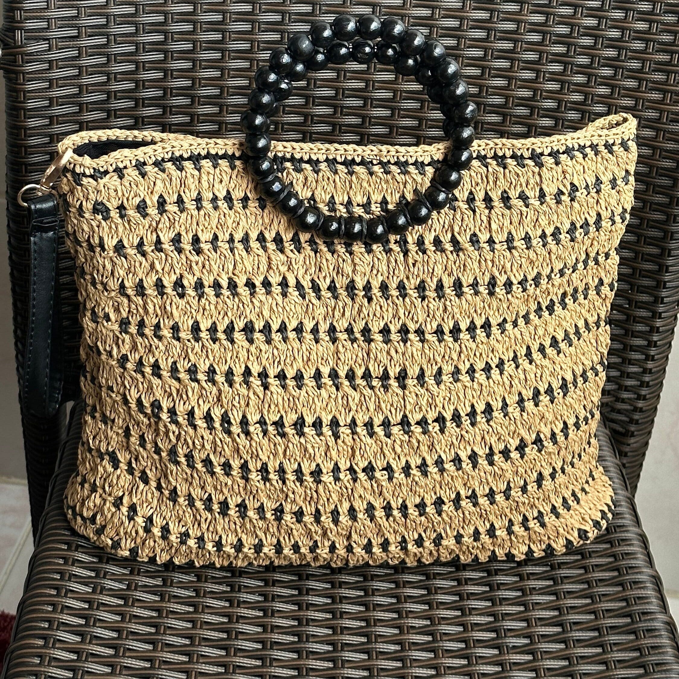 Handmade Paper Yarn Brown Hand Bag