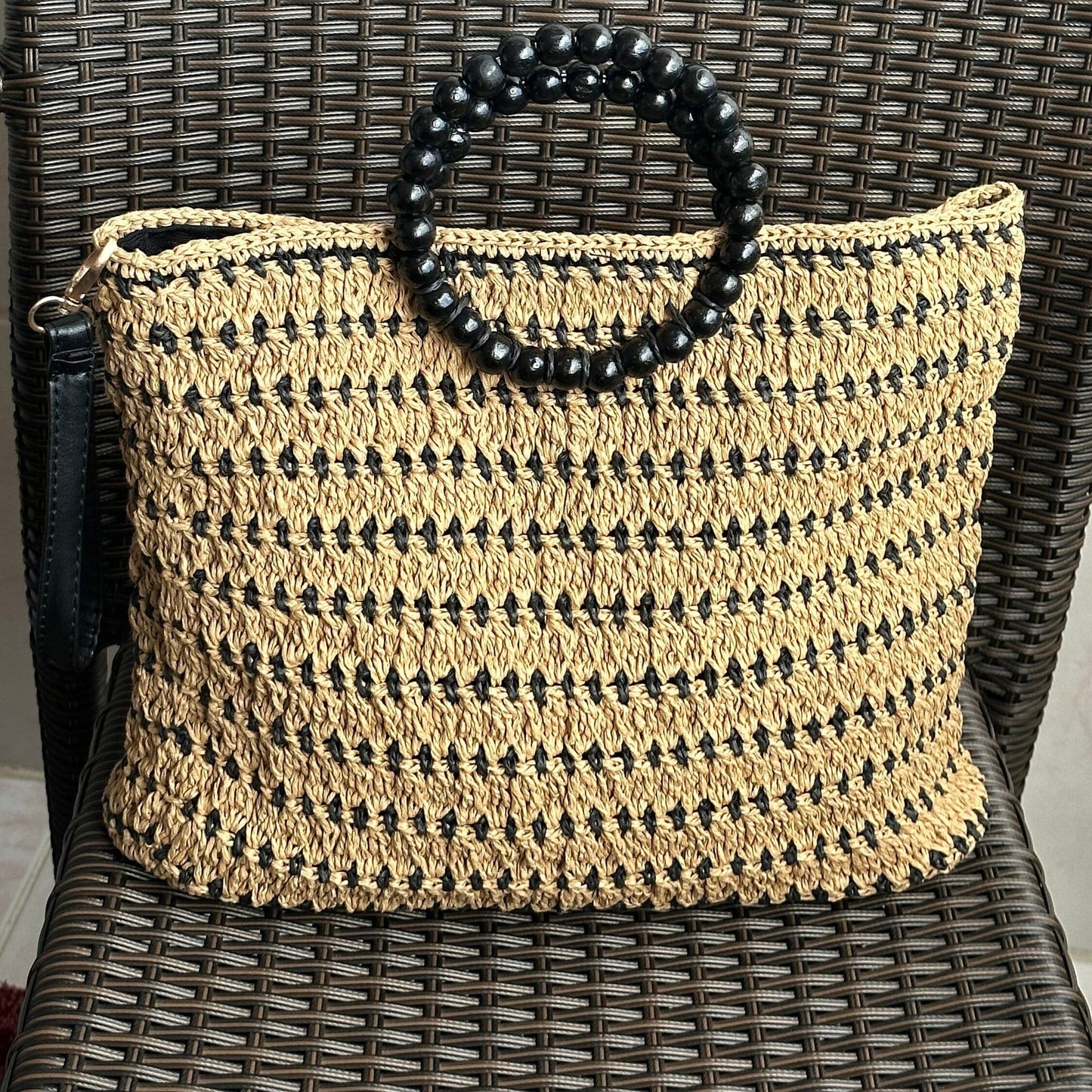 Handmade Paper Yarn Brown Hand Bag