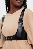 Harness-Gürtel aus Kunstleder mit verstellbarer Schnalle und seitlicher Schleife am Kleid 800580