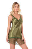 Khaki Short Satin Nightgown