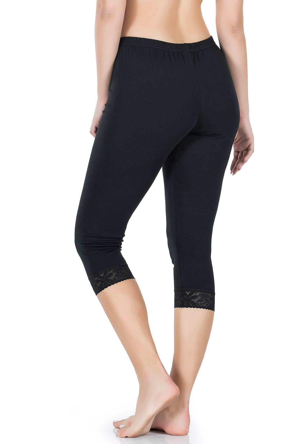 Kurze Damen Leggings mit Spitzenbesatz 421