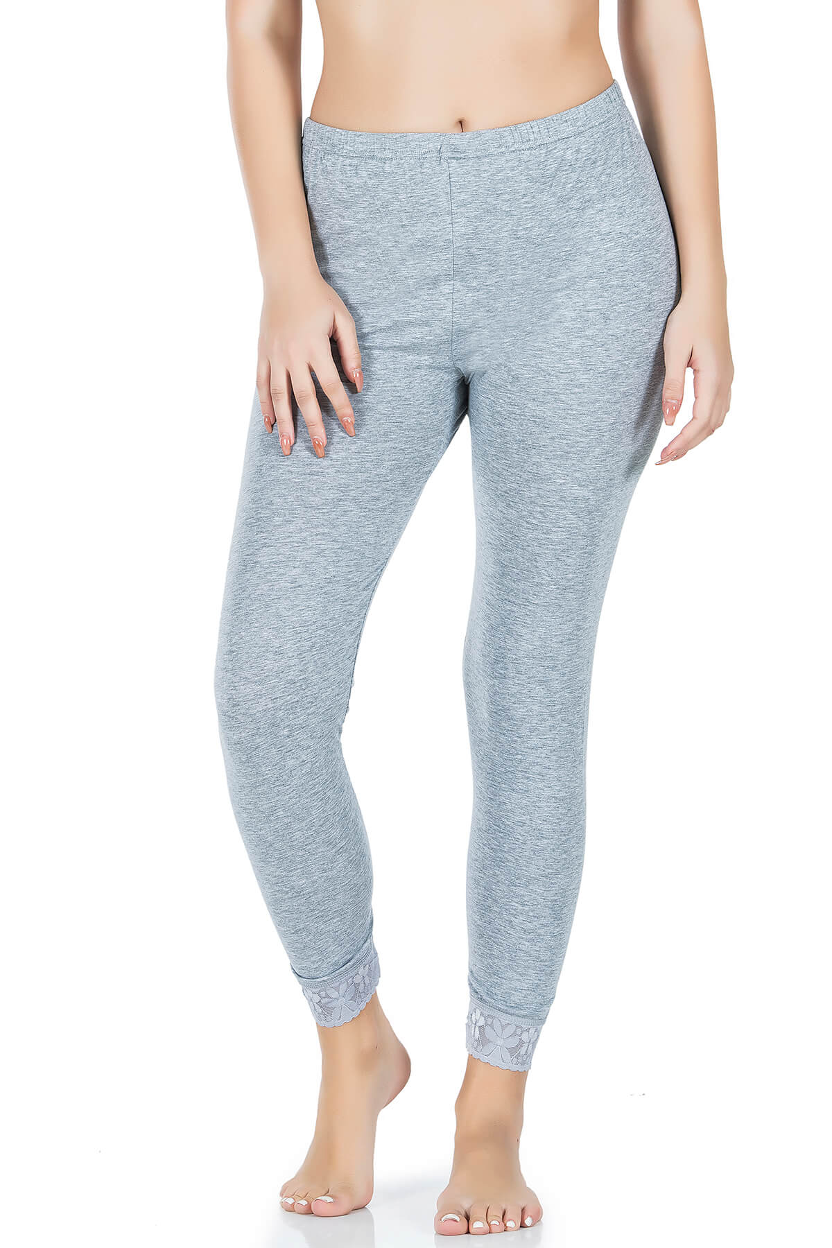 Damen Leggings mit Spitzenbesatz 422