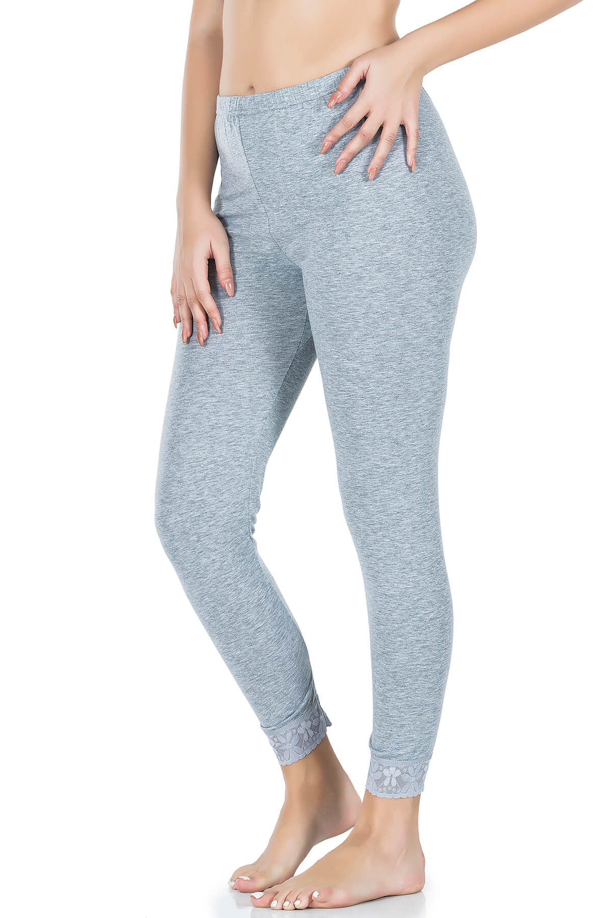 Damen Leggings mit Spitzenbesatz 422