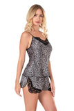 Leopard Satin Babydoll Shorts Set