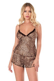 Leopard Satin Babydoll Shorts Set
