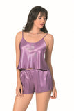 Lilac Satin Babydoll Shorts Set