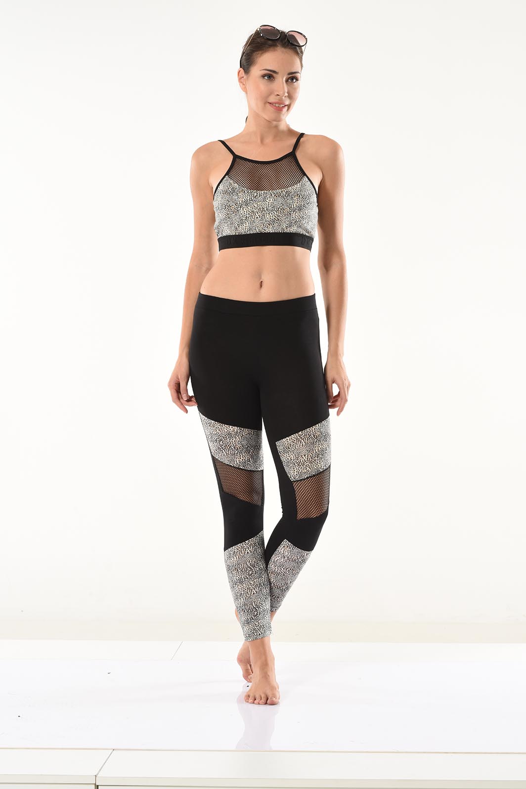 Bustier-Leggings-Set mit Netzdetail 532