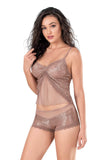 Mink Jacquard Babydoll Shorts Set