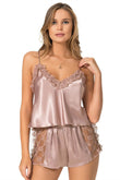 Mink Satin Babydoll Shorts Set