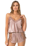 Mink Satin Babydoll Shorts Set