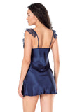 Navy Blue Short Satin Nightgown