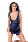 Navy Blue Short Satin Nightgown