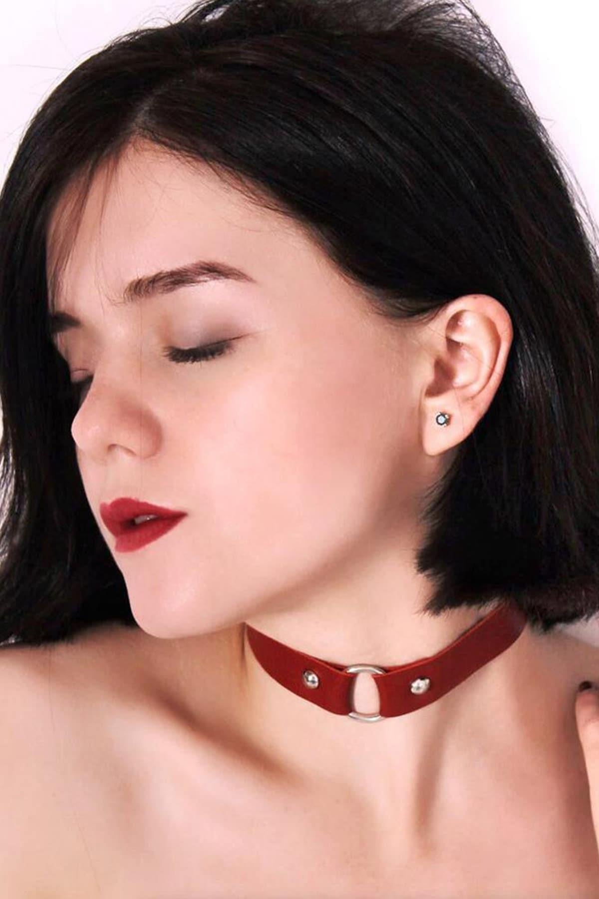 Krawatte Leder Sexy Accessoire Rot H016