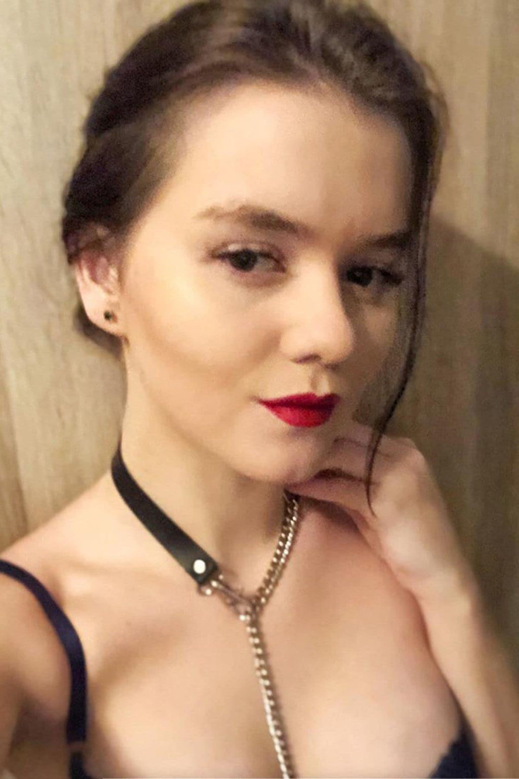 Krawatte Leder Sexy Kette Accessoire Rot H0017