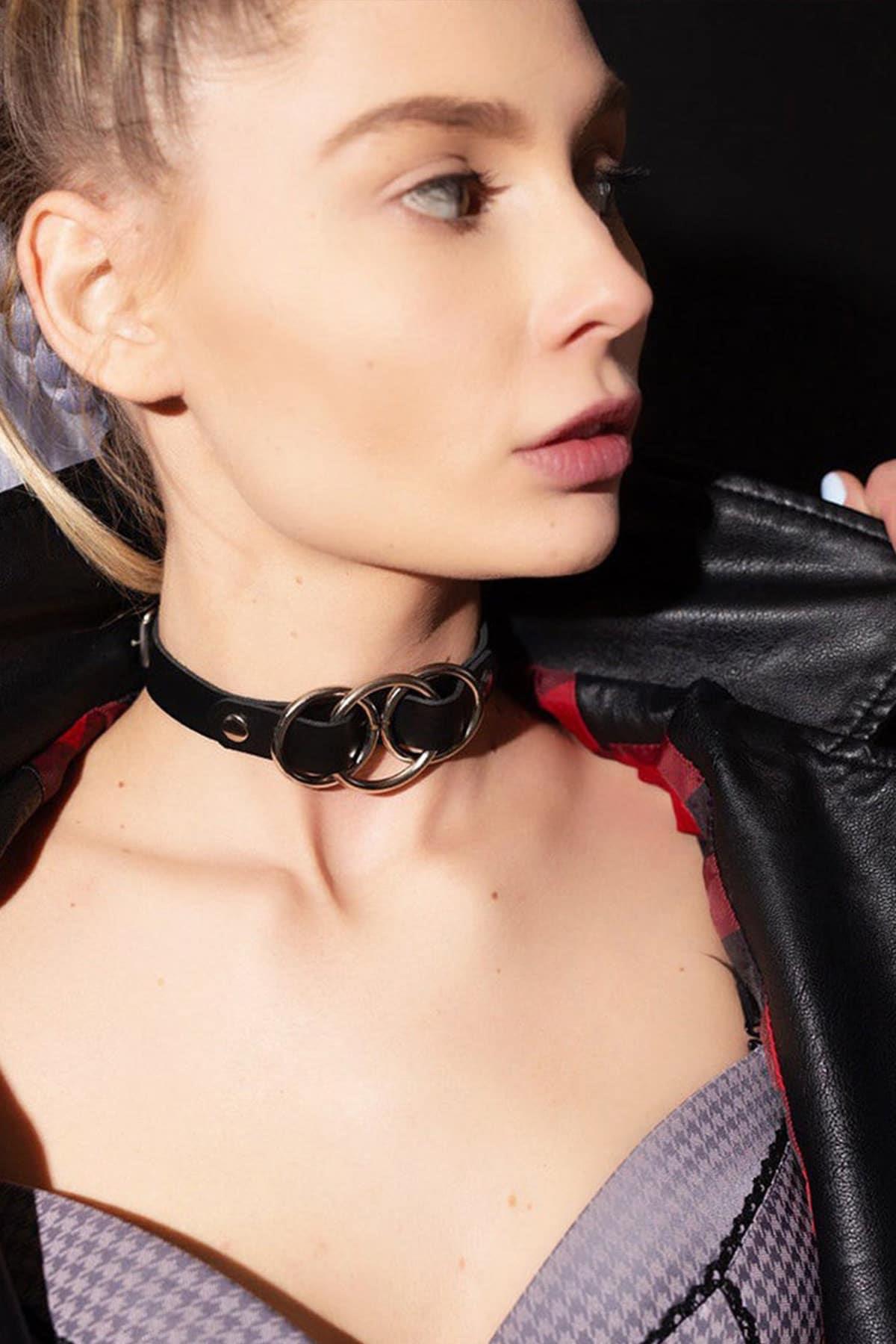 Hals Krawatte Leder Sexy Ring Accessoire H019 H019