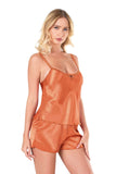 Orange Satin Babydoll Shorts Set