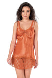 Orange Short Satin Nightgown