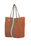 Paper Yarn Bag Beach Bag Handmade Leather handle bag