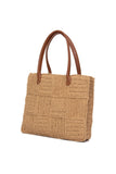 Paper Yarn Bag Beach Bag Handmade Leather handle bag