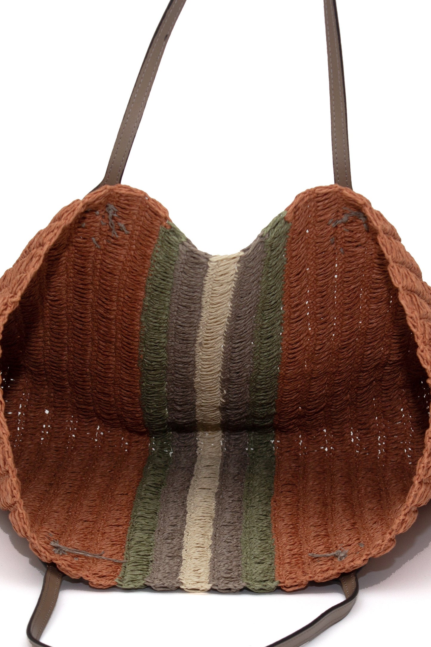 Paper Yarn Bag Beach Bag Handmade Leather handle bag