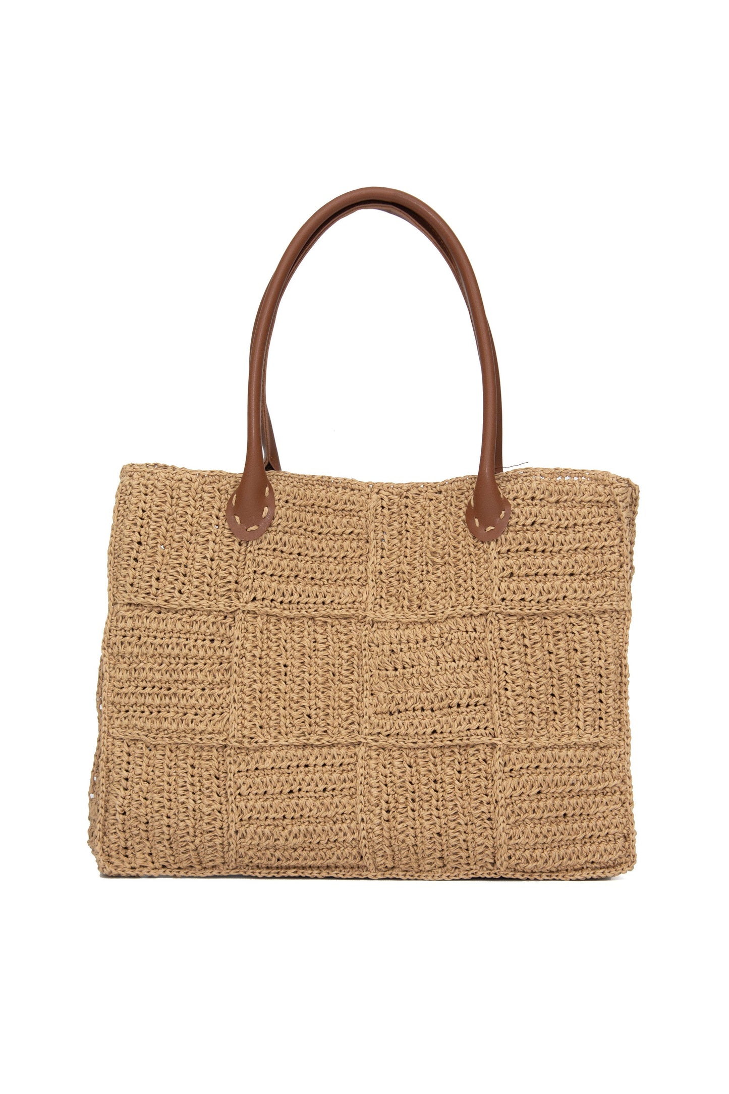 Paper Yarn Bag Beach Bag Handmade Leather handle bag