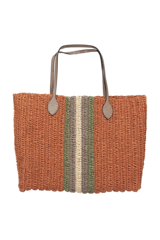 Paper Yarn Bag Beach Bag Handmade Leather handle bag