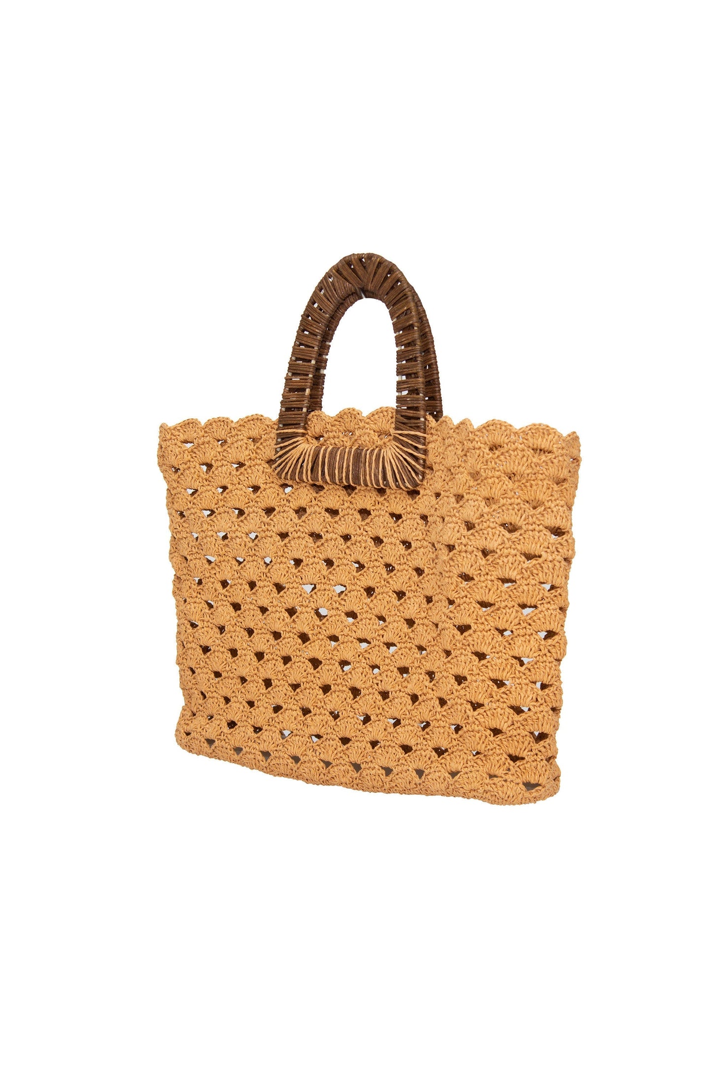 Paper Yarn Bag Beach Bag Handmade Wooden handle bag