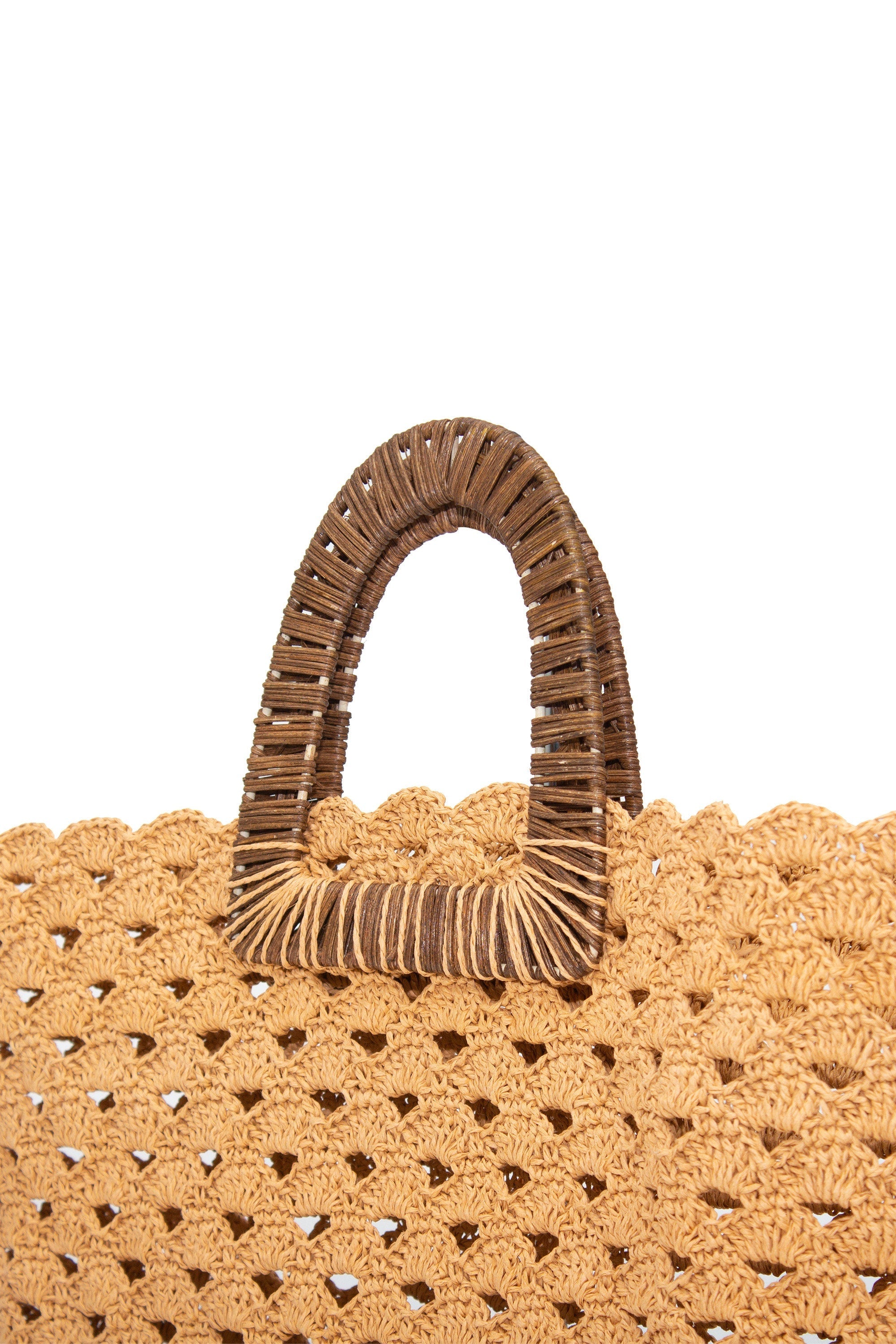 Paper Yarn Bag Beach Bag Handmade Wooden handle bag